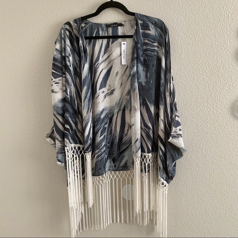 NWT Ark & Co Fringe Kimono